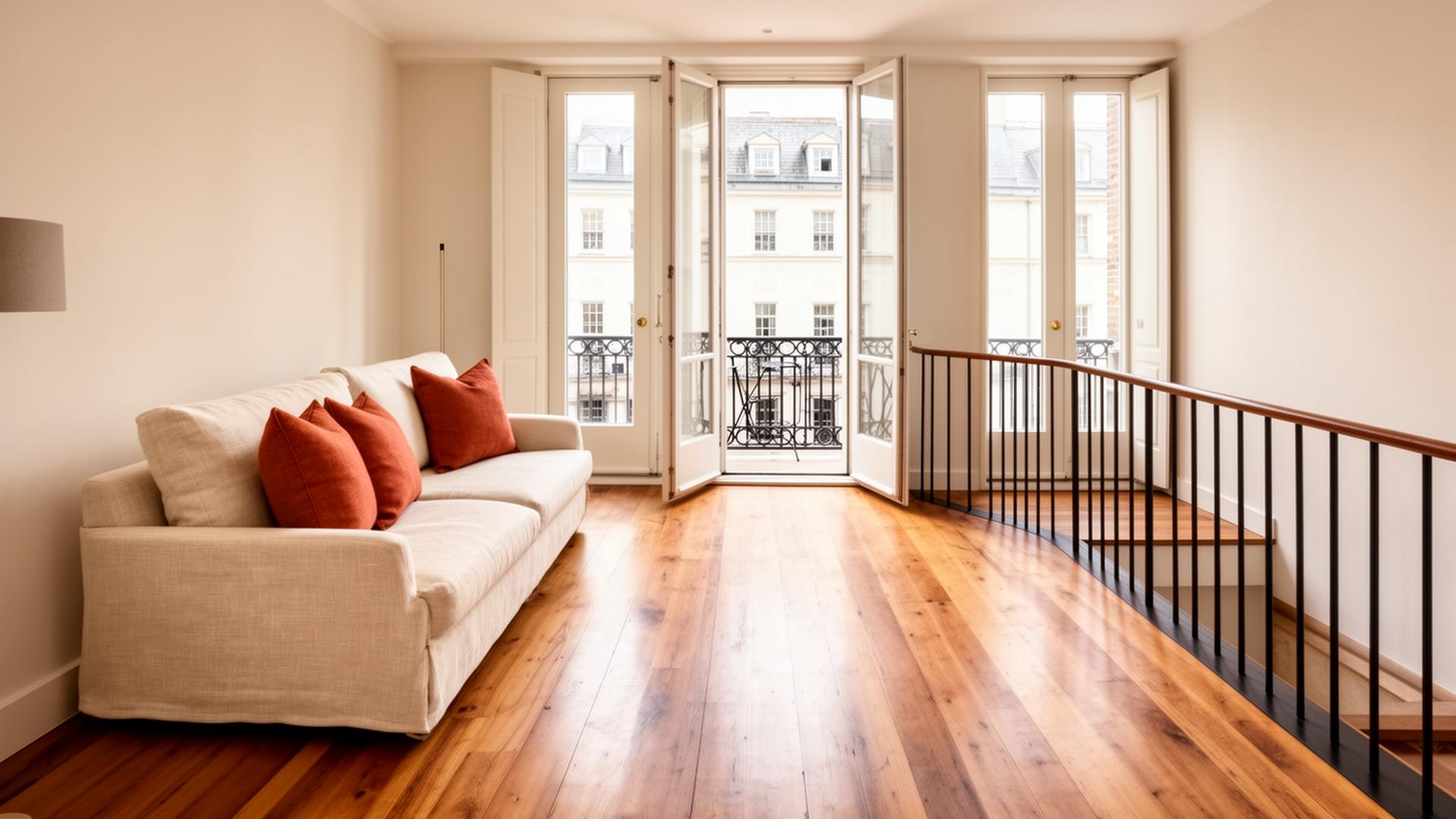 Living room with double sofa bed inside Plaza Catedral Loft, Casco Viejo